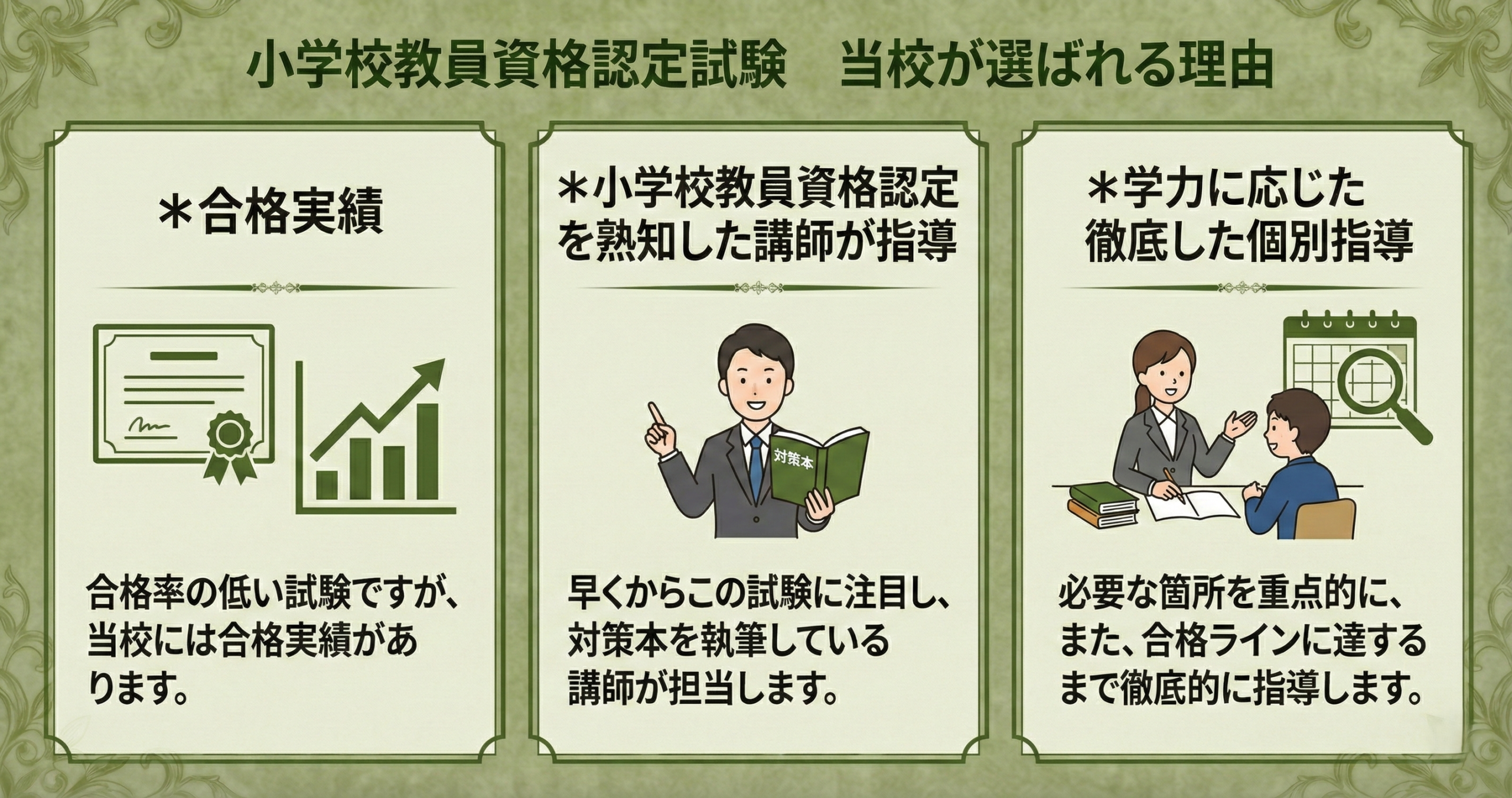 小学校教員資格認定試験　選んで頂ける理由